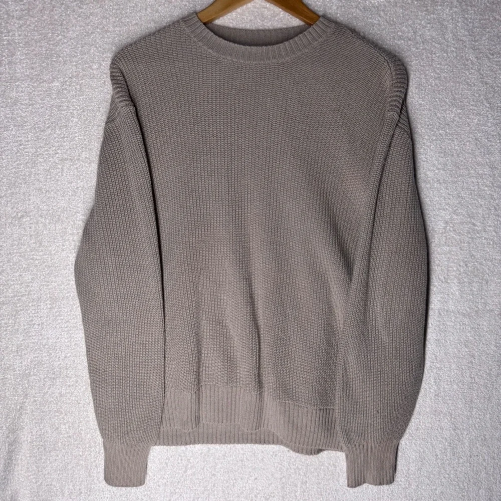 Hollister Men's XS Cream Tan Ribbed Knit Crewneck Sweater Cotton Blend